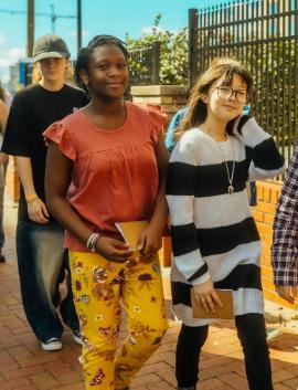 Students on fieldwork in the community